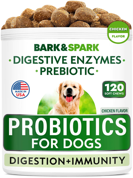 BARK&SPARK Dog Probiotic Chews - Gas Diarrhea Allergies.