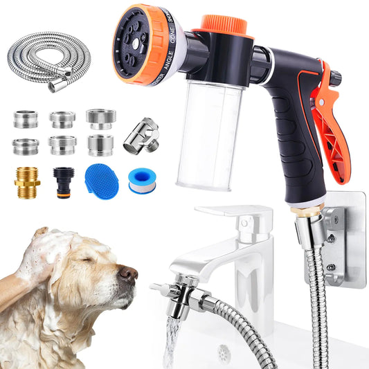 Bathtub Faucet Sprayer Attachment for Tub Dog Washing Hose Attachment for Bathtub with Faucet Adapters Sink Sprayer Dog Bath Hose Attachment for Tub Faucet Dog Hose Attachment for Bathtub