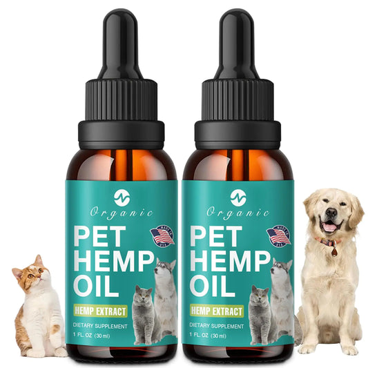 2 Pack Hemp Oil for Dogs & Cats - Support Hip and Joint Health - Relief Anxiety Pain Inflammation - Arthritis Sеizures Rеlief - Organic Pet Calming Drops Treats