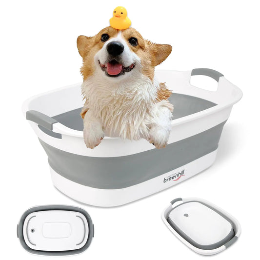 Collapsible Pet Bathtub with Water Drain Plug Small Pets